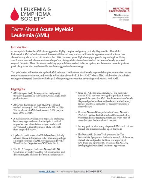 Acute Myeloid Leukemia (AML) > Fact Sheets > Yale .